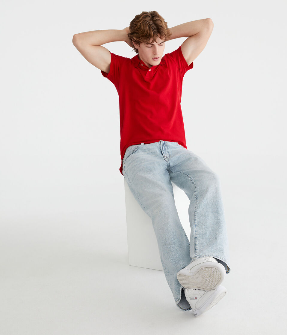 Aéropostale Tonal A87 Logo Piqué Polo Red Zinna