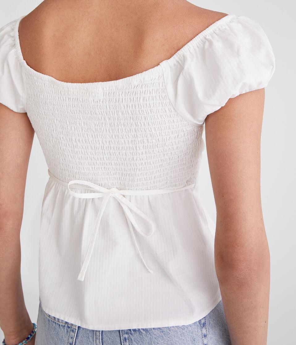 Aéropostale Tonal Stripe V-Neck Babydoll Top Cream