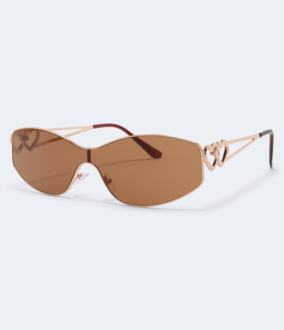 Aéropostale Two Hearts Shield Sunglasses Brown