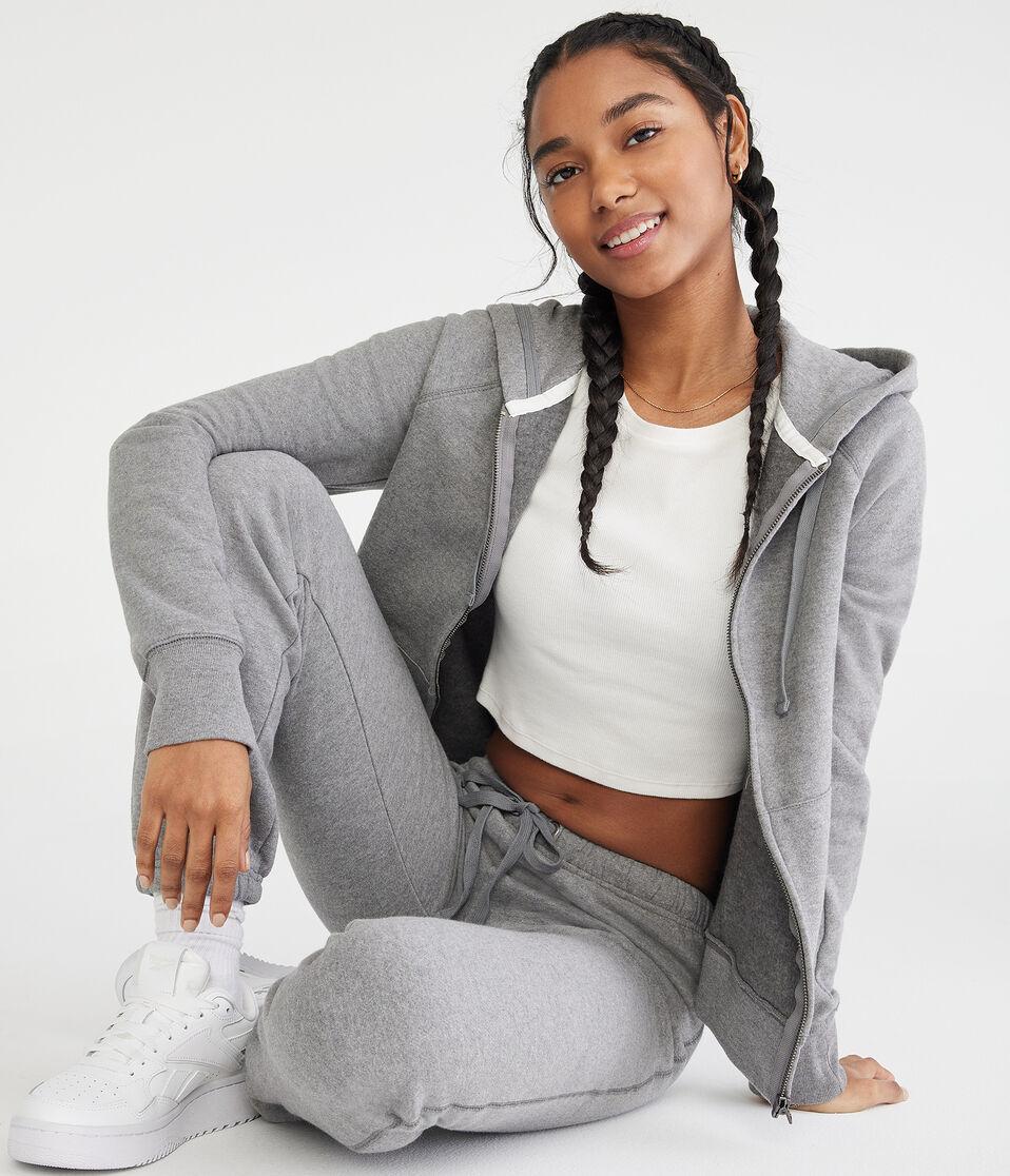 Aéropostale Uniform Full-Zip Hoodie Med Hthr Grey