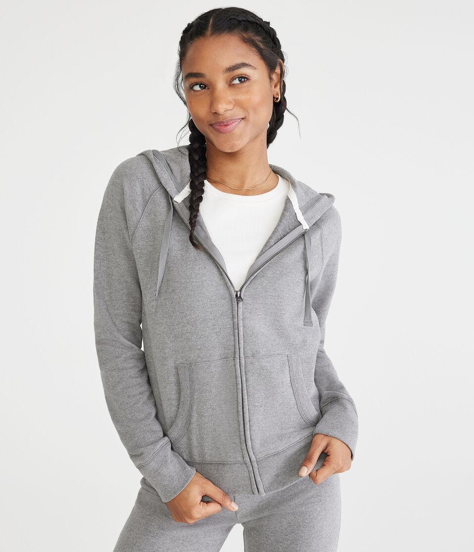 aéropostale Uniform Full-Zip Hoodie med hthr grey