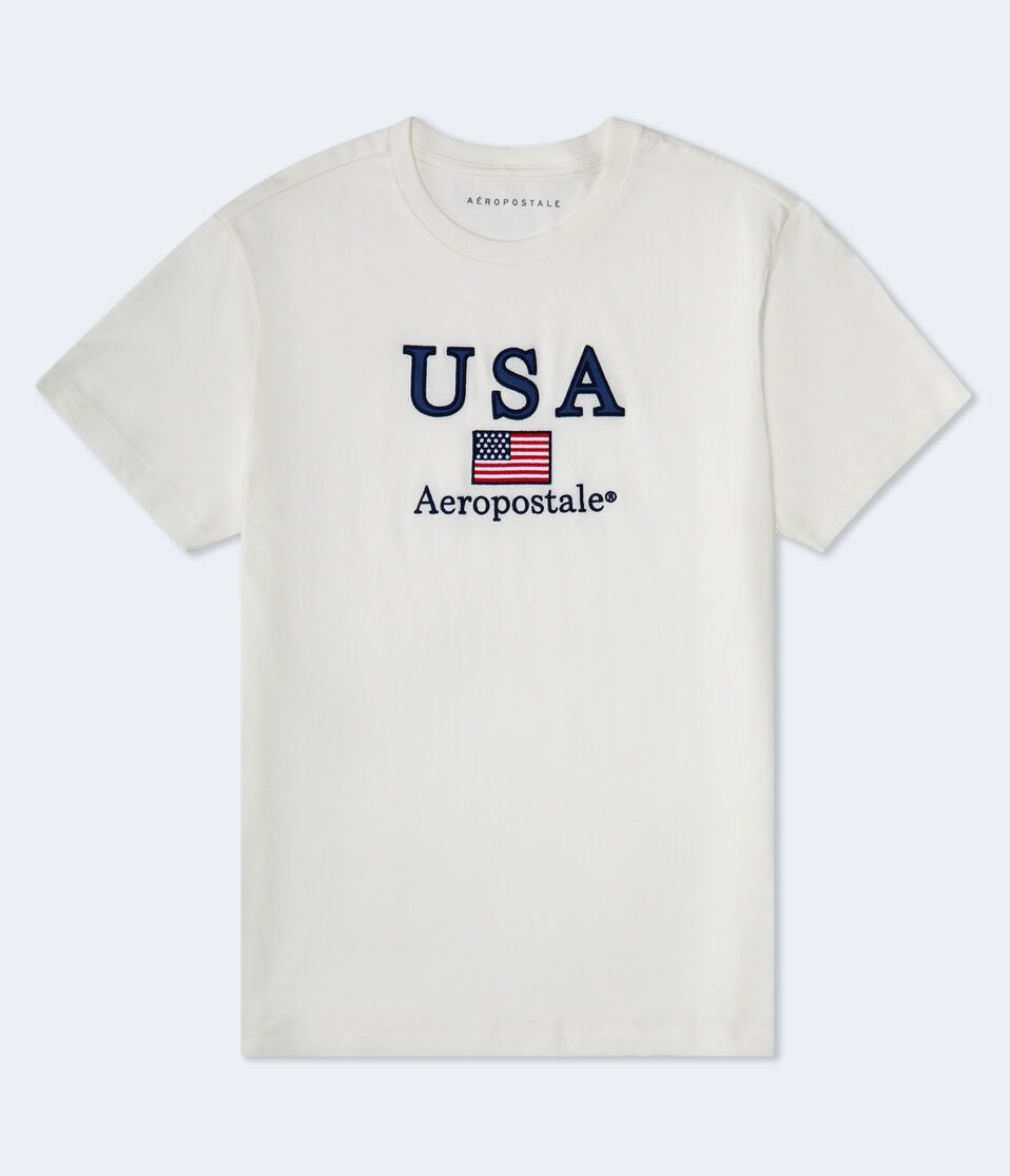 aéropostale Aeropostale USA Appliqué Graphic Tee cream