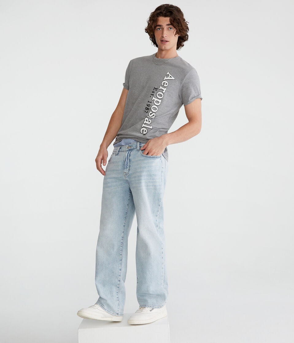 Aéropostale Aeropostale Vertical Appliqué Graphic Tee Med Hthr Grey