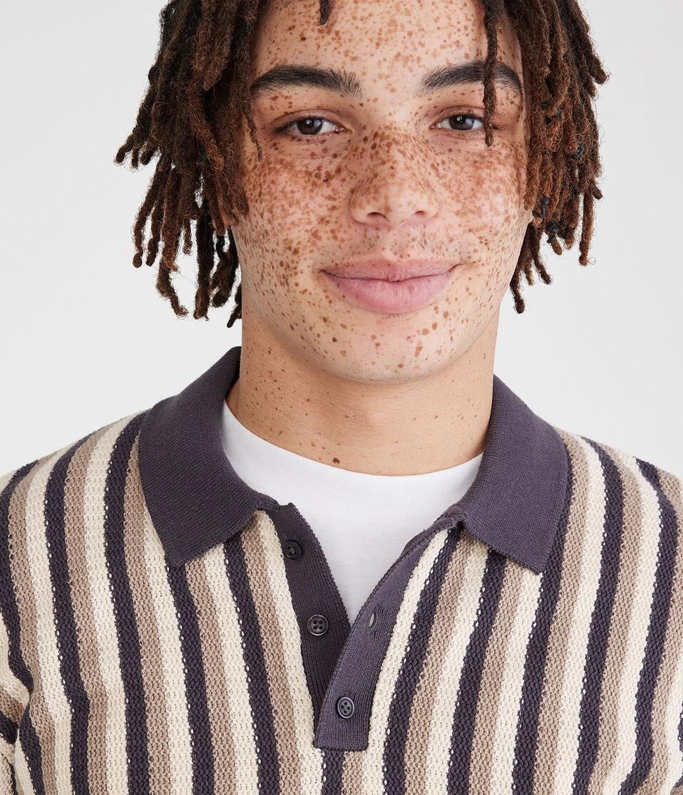 Aéropostale Vertical Stripe Sweater Polo Hematite