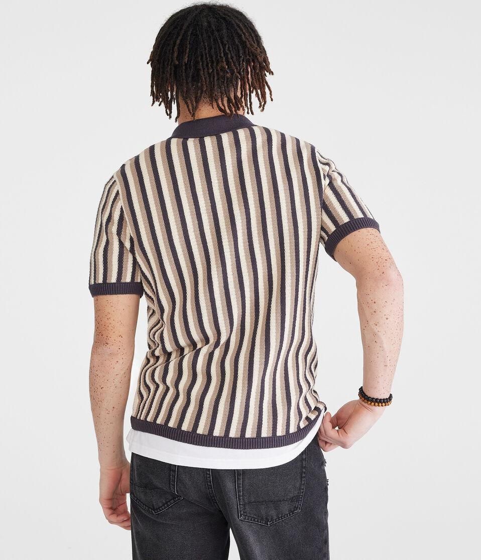Aéropostale Vertical Stripe Sweater Polo Hematite