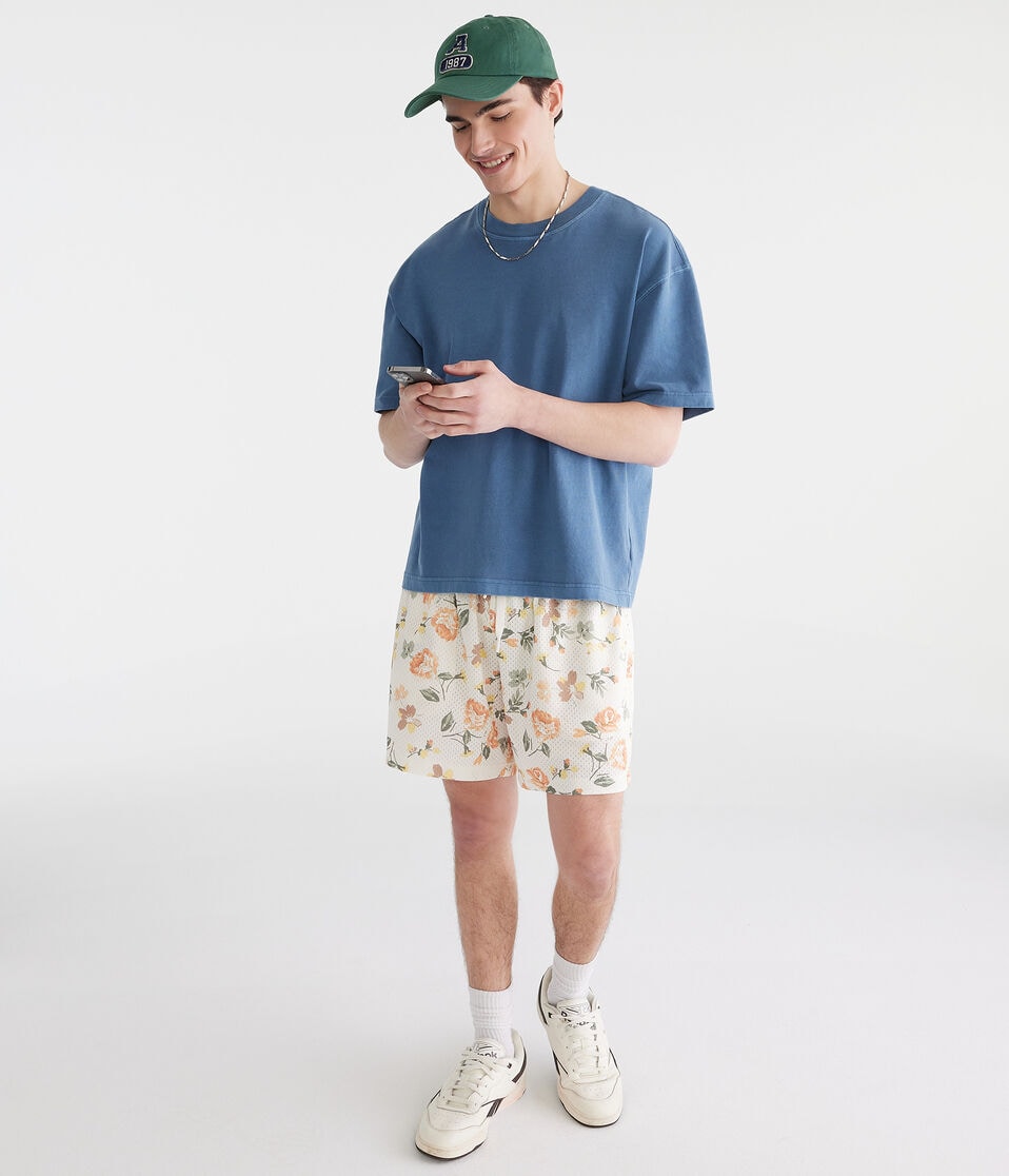 Aéropostale Washed Boxy Fit Crew Tee Blue Shadow