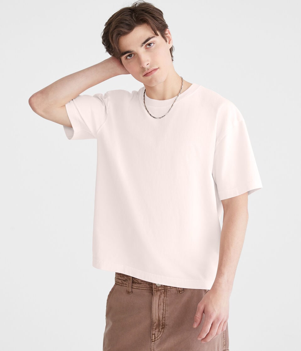aéropostale Washed Boxy Fit Crew Tee pink bluff