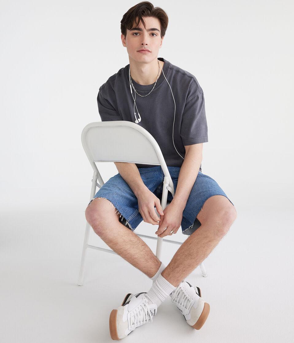 Aéropostale Washed Boxy Fit Crew Tee Whale Grey