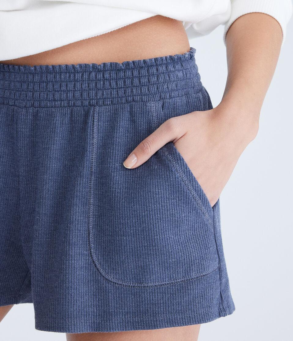 Aéropostale Washed Mid-Rise Waffle Shorts Pavement