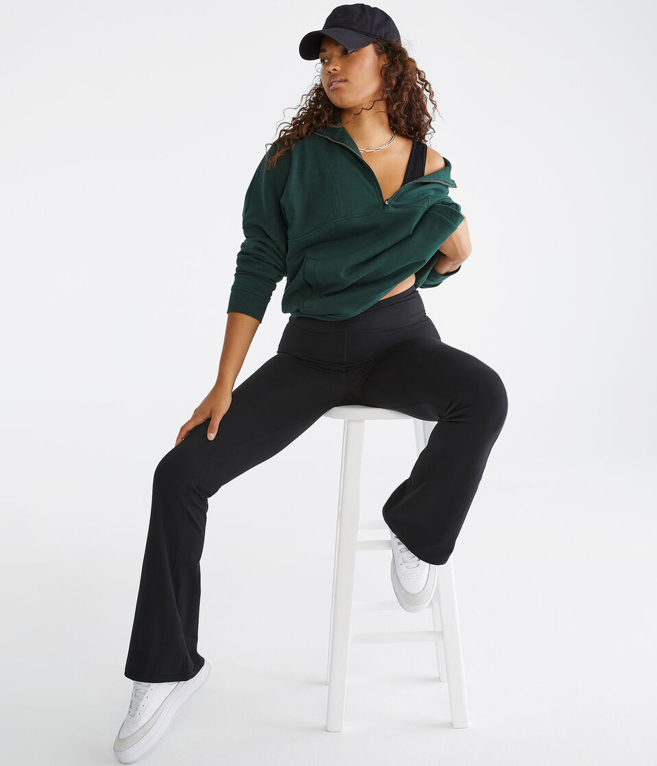 Aéropostale Air Soft High-Rise Cinch Flare Leggings Black Fox