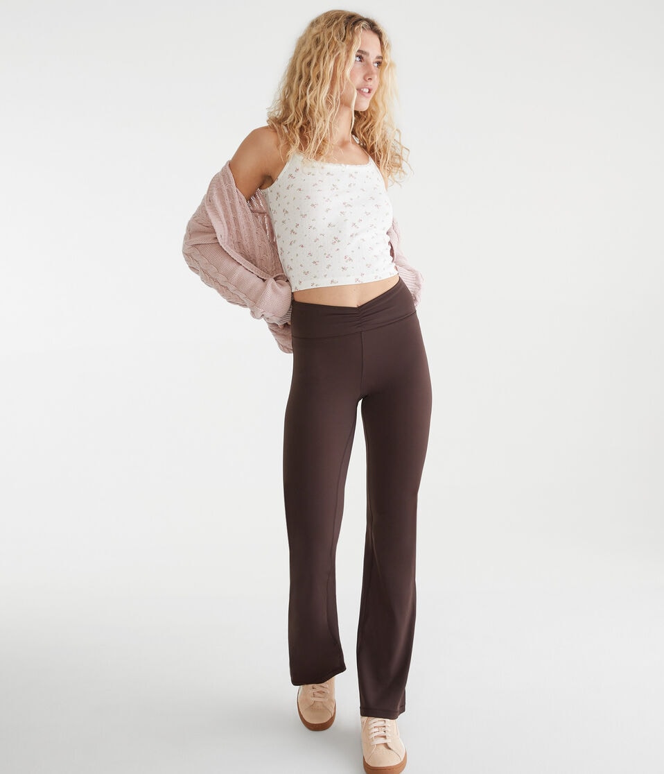 Aéropostale Air Soft High-Rise Cinch Flare Leggings Jaspe Muted Ebony