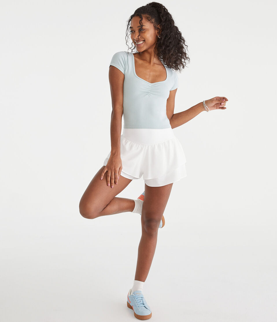 Aéropostale Air Soft High-Rise Flutter Shorts Ethereal White