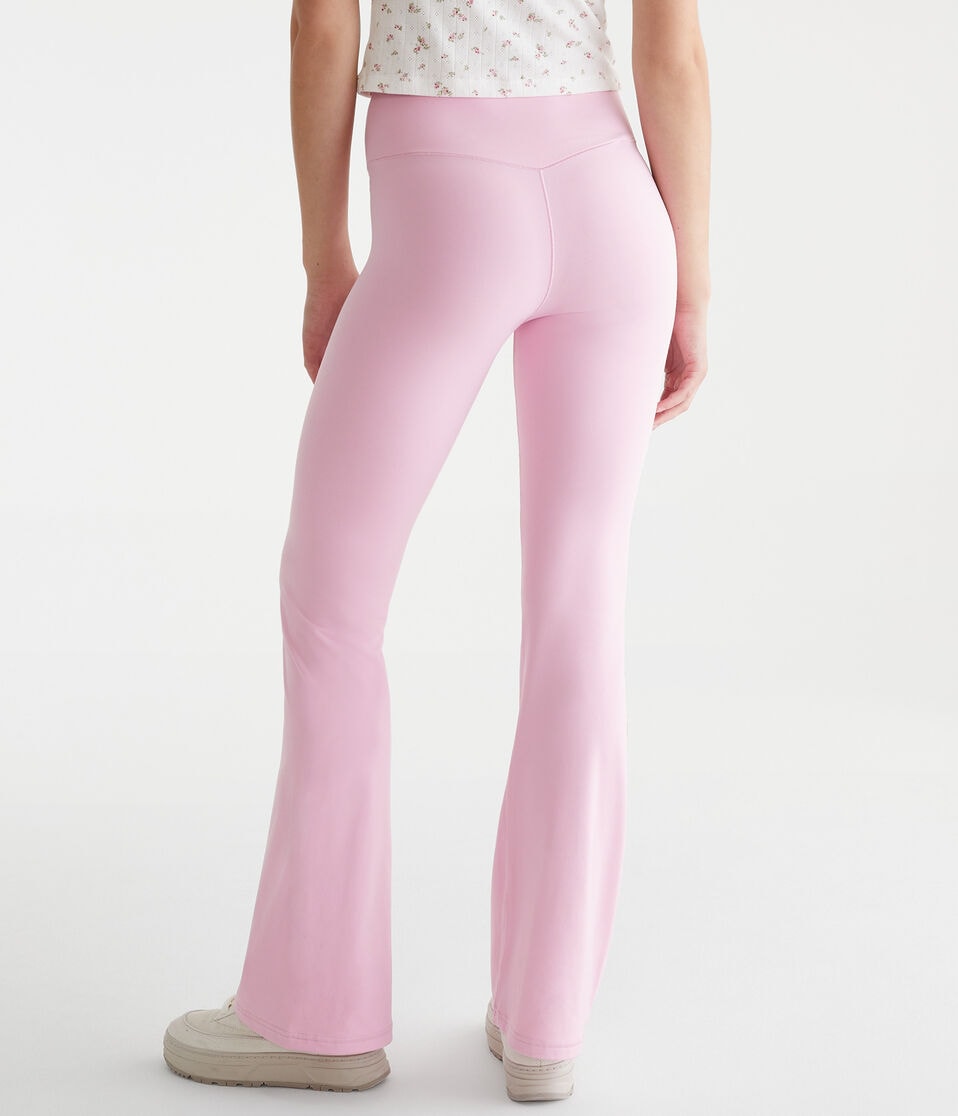 Aéropostale Air Soft High-Rise V-Waist Flare Leggings Naturally Pink