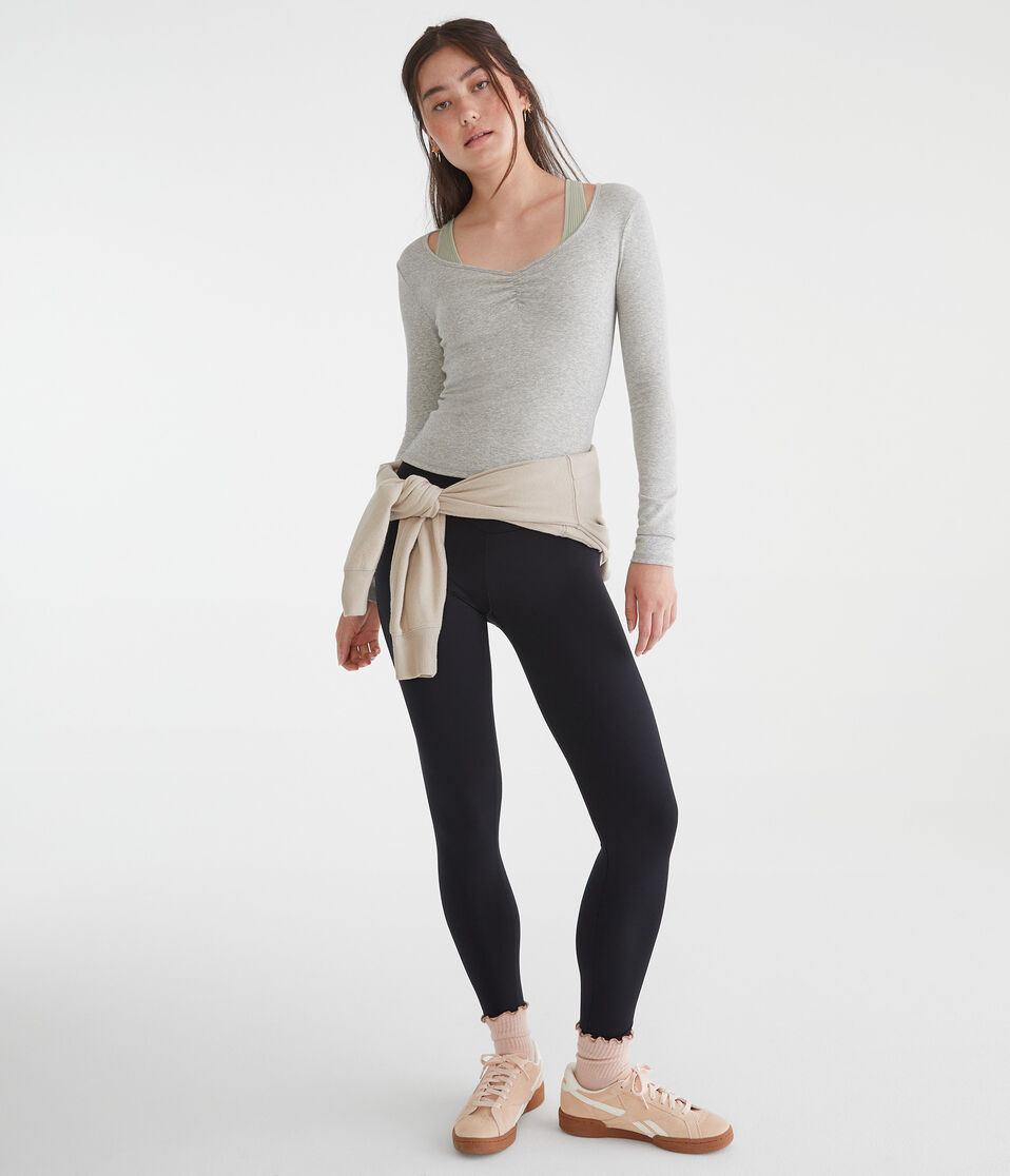 Aéropostale Air Soft High-Rise V-Waist Leggings Black Fox