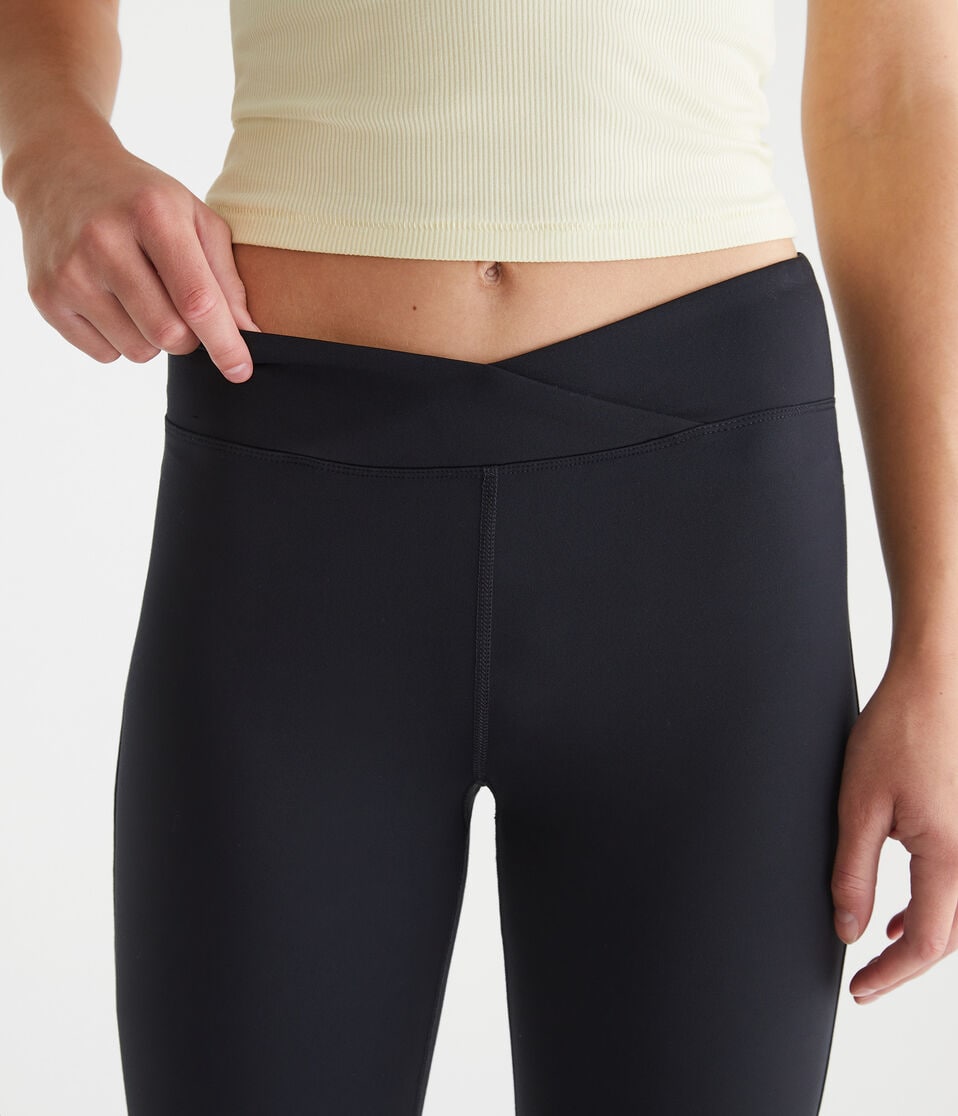 Aéropostale Air Soft Low-Rise Crossover Bootcut Leggings Black Fox