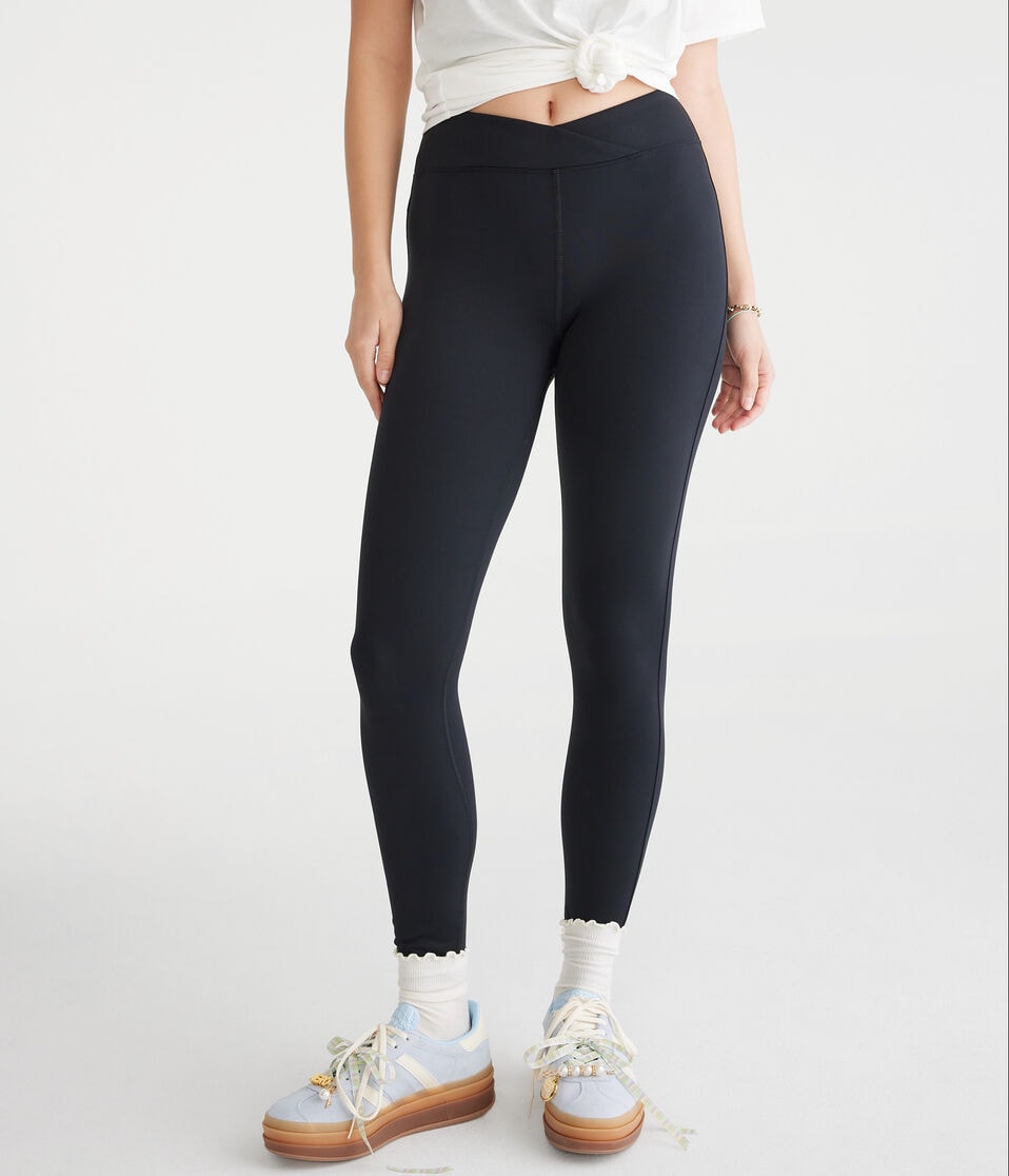 Aéropostale Air Soft Low-Rise Crossover Leggings Black Fox