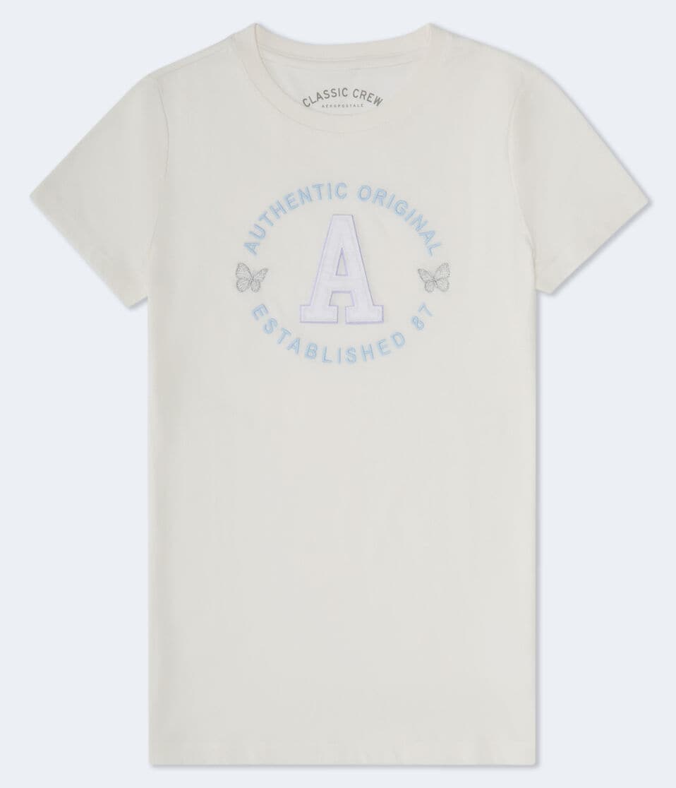 aéropostale Authentic Butterfly Logo Appliqué Graphic Tee cream