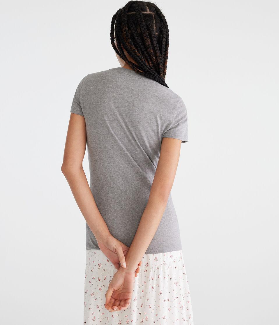 Aéropostale Authentic Butterfly Logo Appliqué Graphic Tee Med Hthr Grey