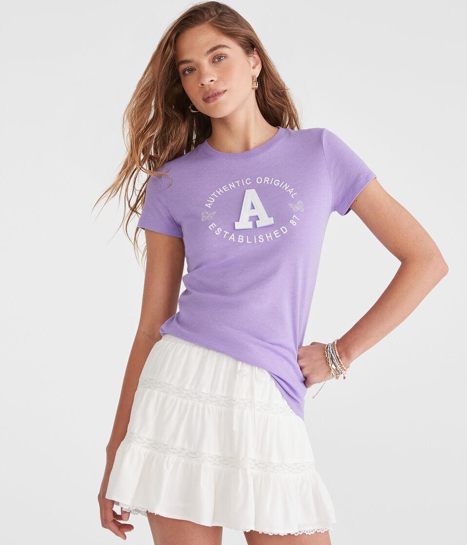 aéropostale Authentic Butterfly Logo Appliqué Graphic Tee washed raspberry