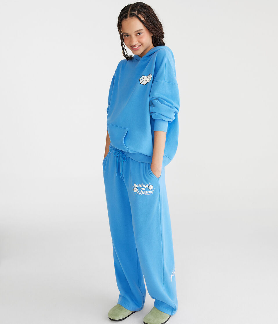Aéropostale Betting On Chance Oversized Pullover Hoodie Princess Blue