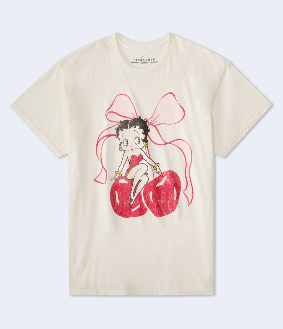 aéropostale Betty Boop Cherries Oversized Graphic Tee cream