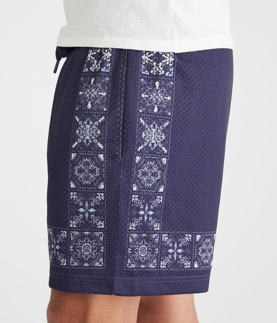Aéropostale Border Print Mesh Shorts 6" Vintage Indigo