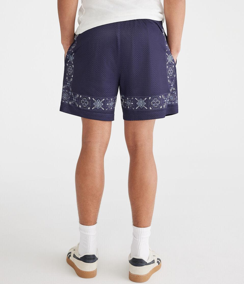 Aéropostale Border Print Mesh Shorts 6" Vintage Indigo