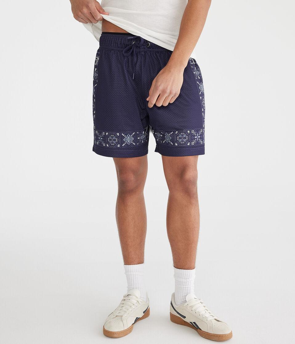 aéropostale Border Print Mesh Shorts 6" vintage indigo