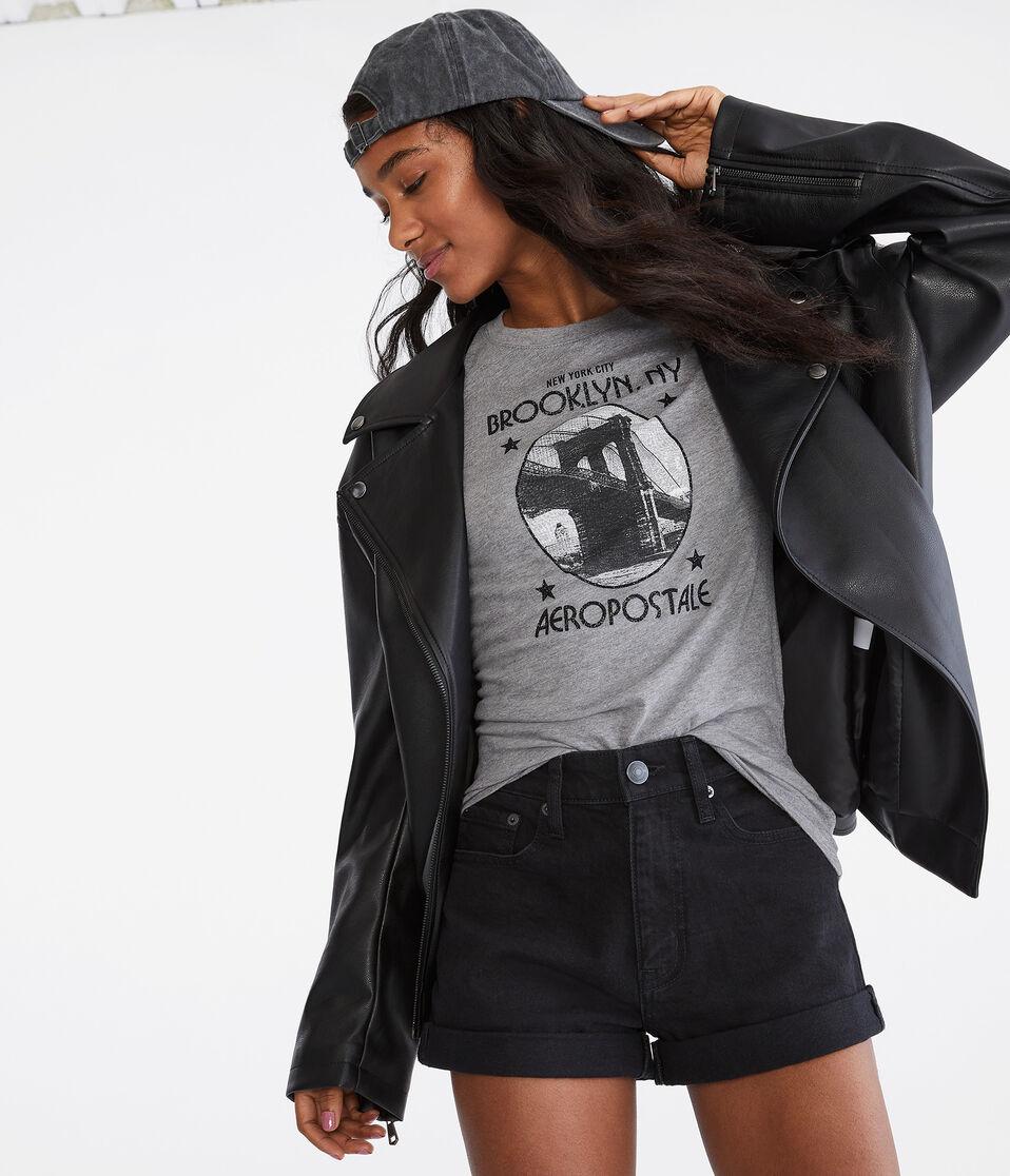 Aéropostale Brooklyn Bridge NYC Signature Graphic Tee Med Hthr Grey