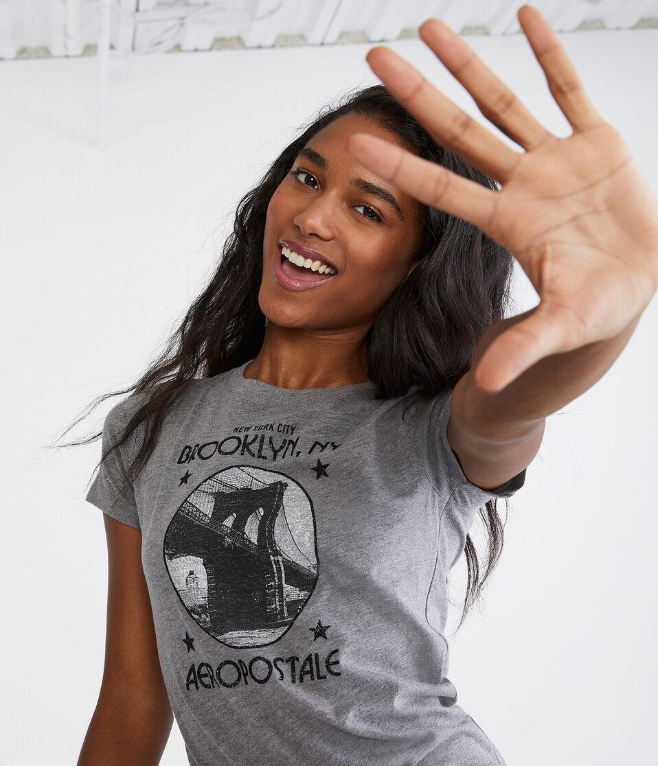 aéropostale Brooklyn Bridge NYC Signature Graphic Tee med hthr grey