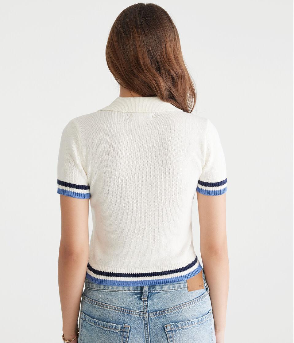 Aéropostale Brooklyn Cropped Graphic Sweater Polo Nude