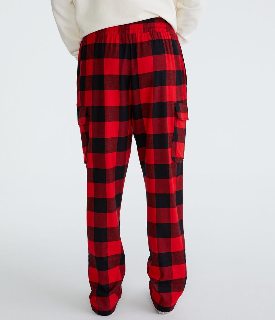 Aéropostale Buffalo Plaid Flannel Cargo Sleep Pants Red Heart