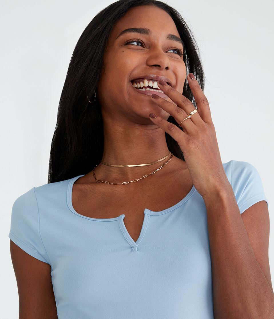 Aéropostale Buttery Soft Notch-Neck Tee Atlantic Deep