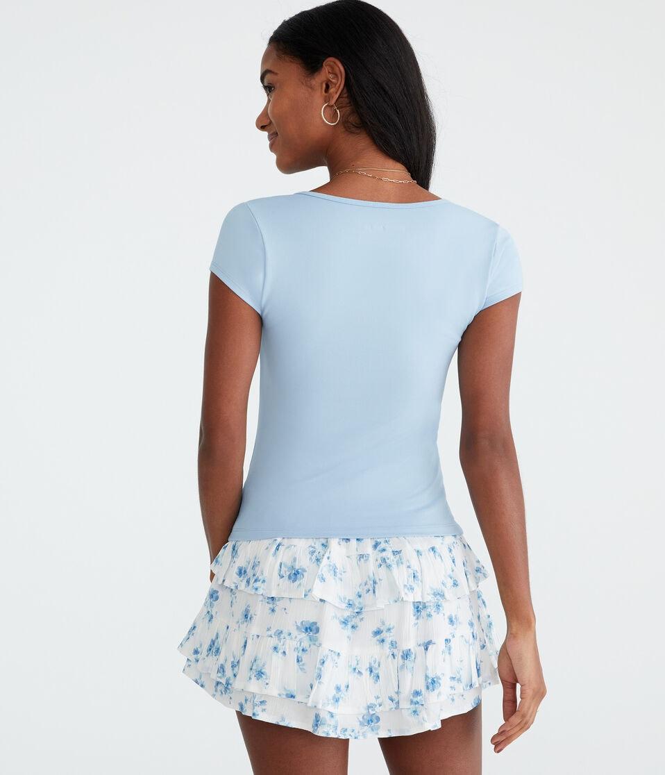 Aéropostale Buttery Soft Notch-Neck Tee Atlantic Deep