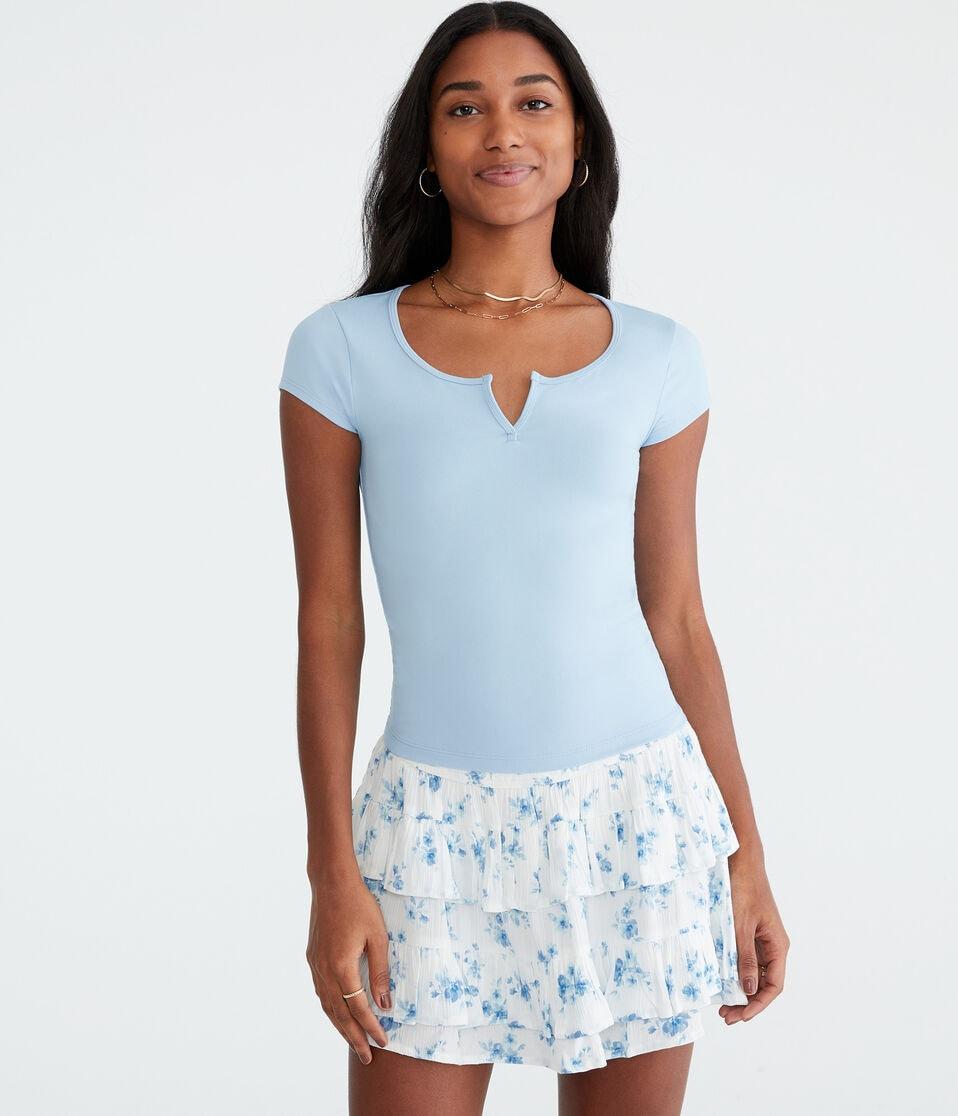 aéropostale Buttery Soft Notch-Neck Tee atlantic deep