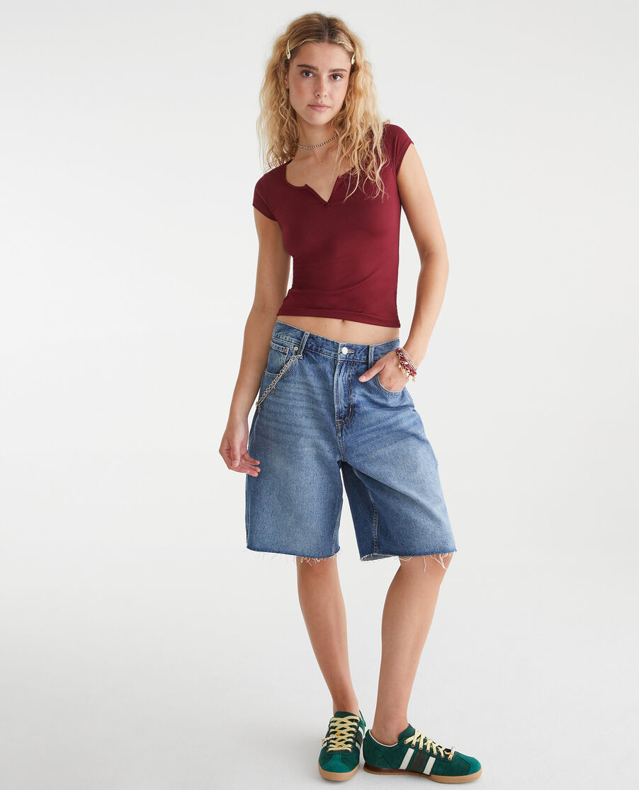 Aéropostale Buttery Soft Notch-Neck Tee Classic Auburn