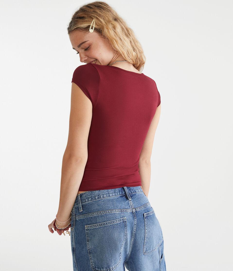Aéropostale Buttery Soft Notch-Neck Tee Classic Auburn