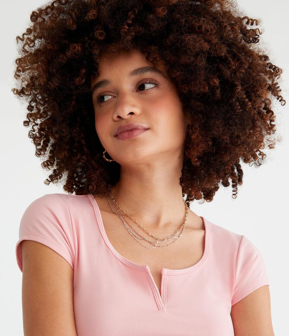 Aéropostale Buttery Soft Notch-Neck Tee Quartz Pink
