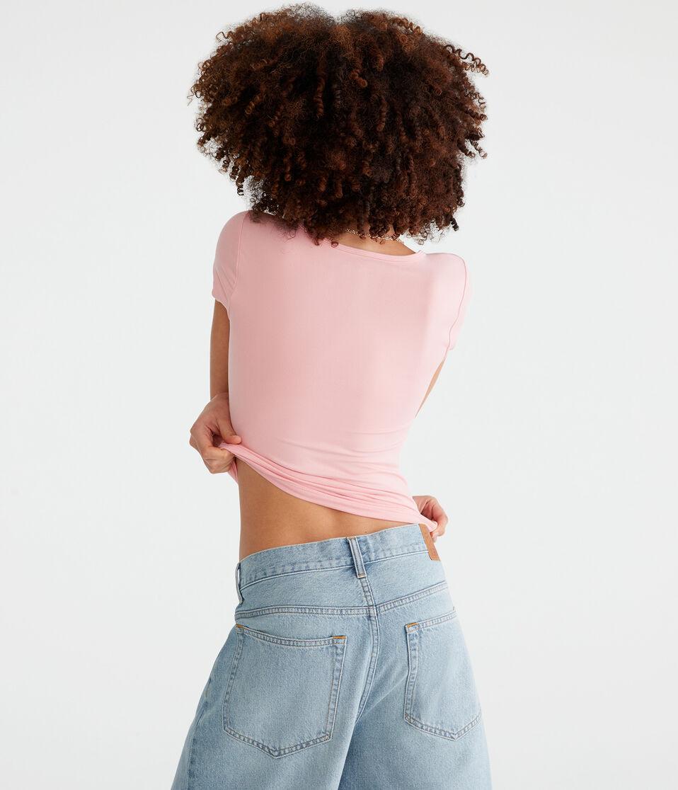 Aéropostale Buttery Soft Notch-Neck Tee Quartz Pink