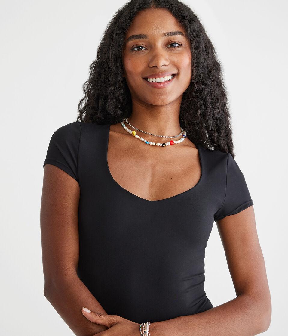 Aéropostale Buttery Soft Sweetheart Bodysuit Black Fox