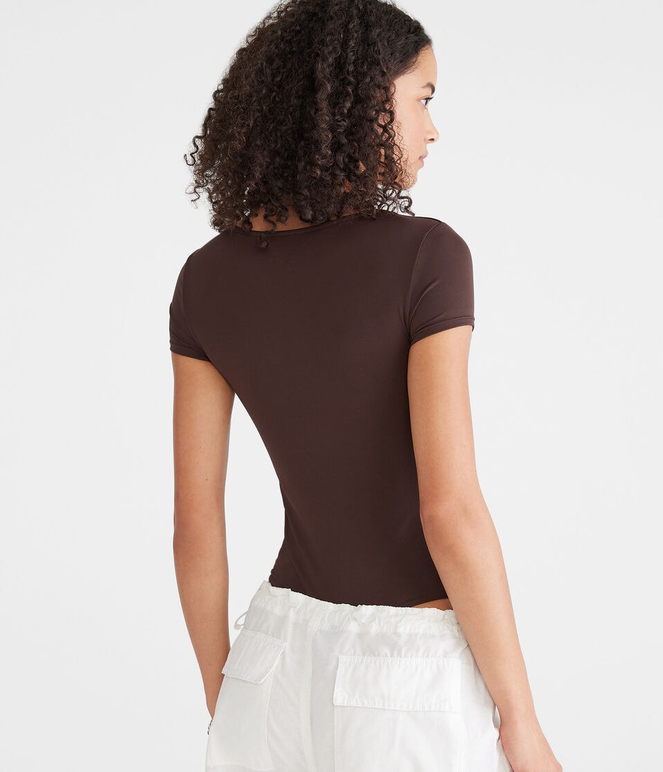 Aéropostale Buttery Soft Sweetheart Bodysuit Jaspe Muted Ebony