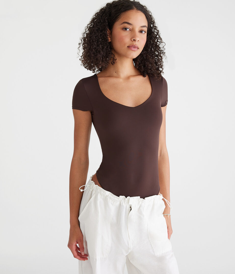 aéropostale Buttery Soft Sweetheart Bodysuit jaspe muted ebony