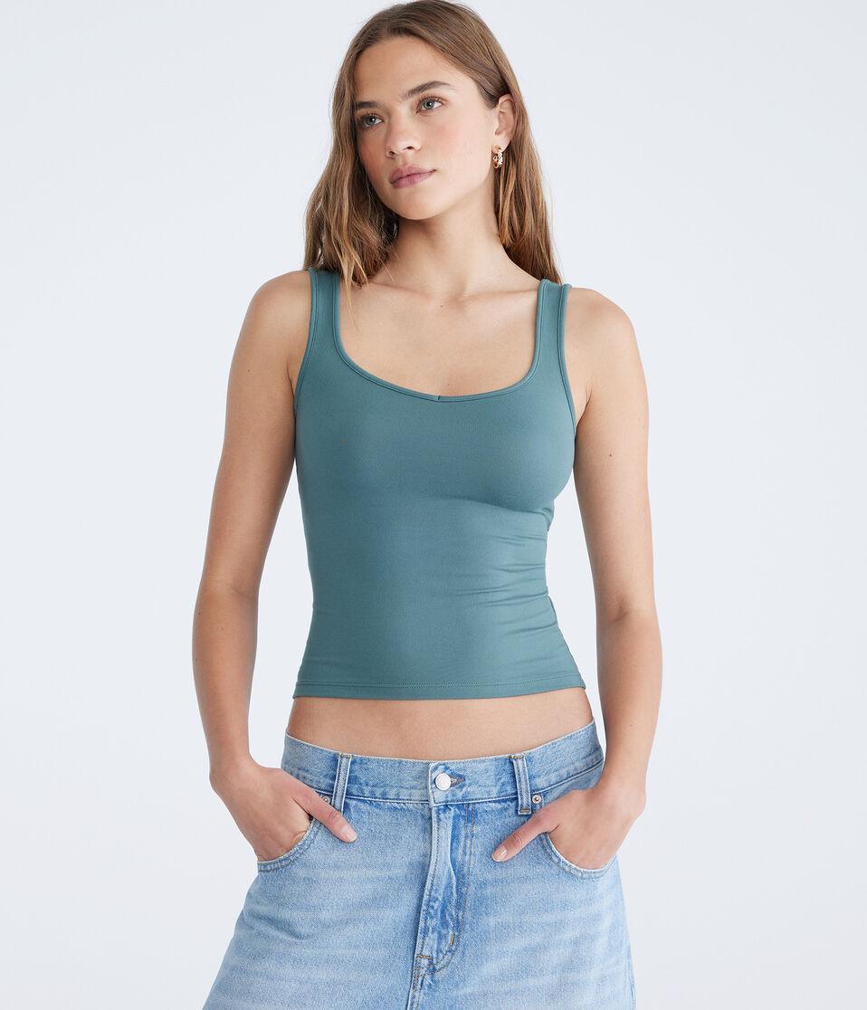 Aéropostale Buttery Soft Sweetheart Tank Deep Lichen Green