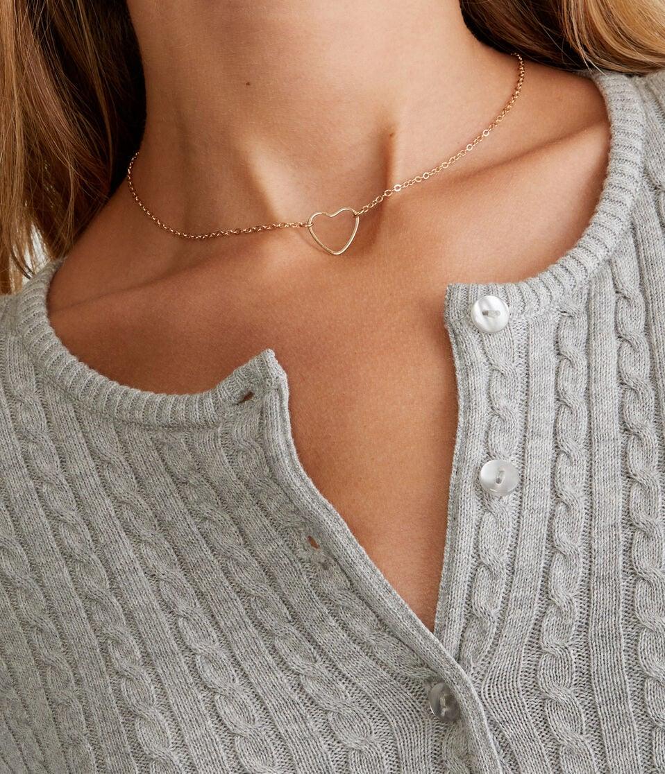 Aéropostale Cable Knit Crew Cardigan Light Heather Grey