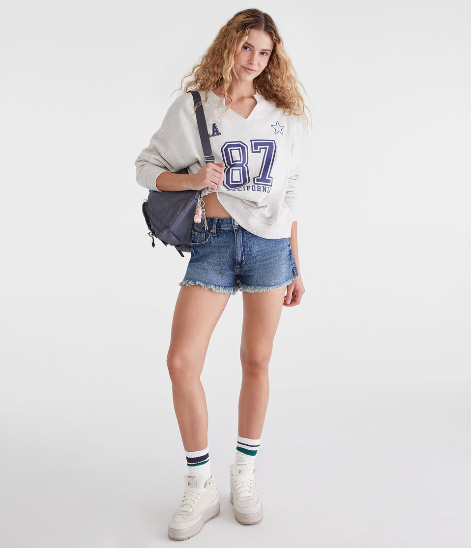 Aéropostale California 87 Notch-Neck Sweatshirt Lightest Heather Grey