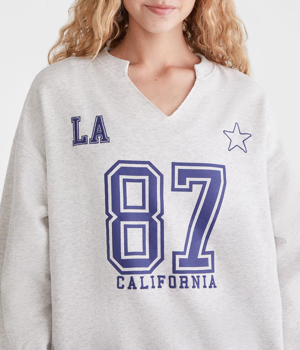 Aéropostale California 87 Notch-Neck Sweatshirt Lightest Heather Grey