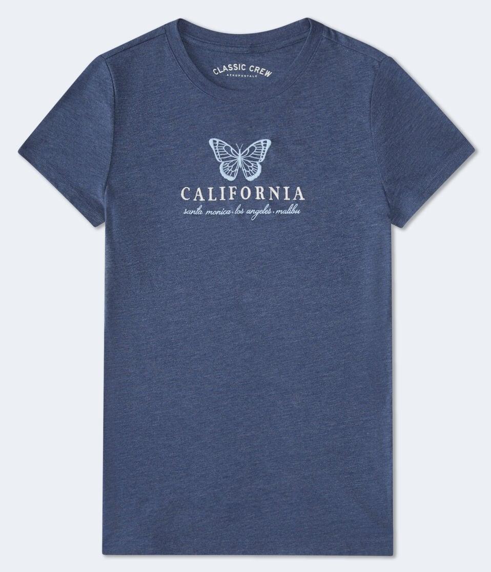 aéropostale California Butterfly Graphic Tee blue wish