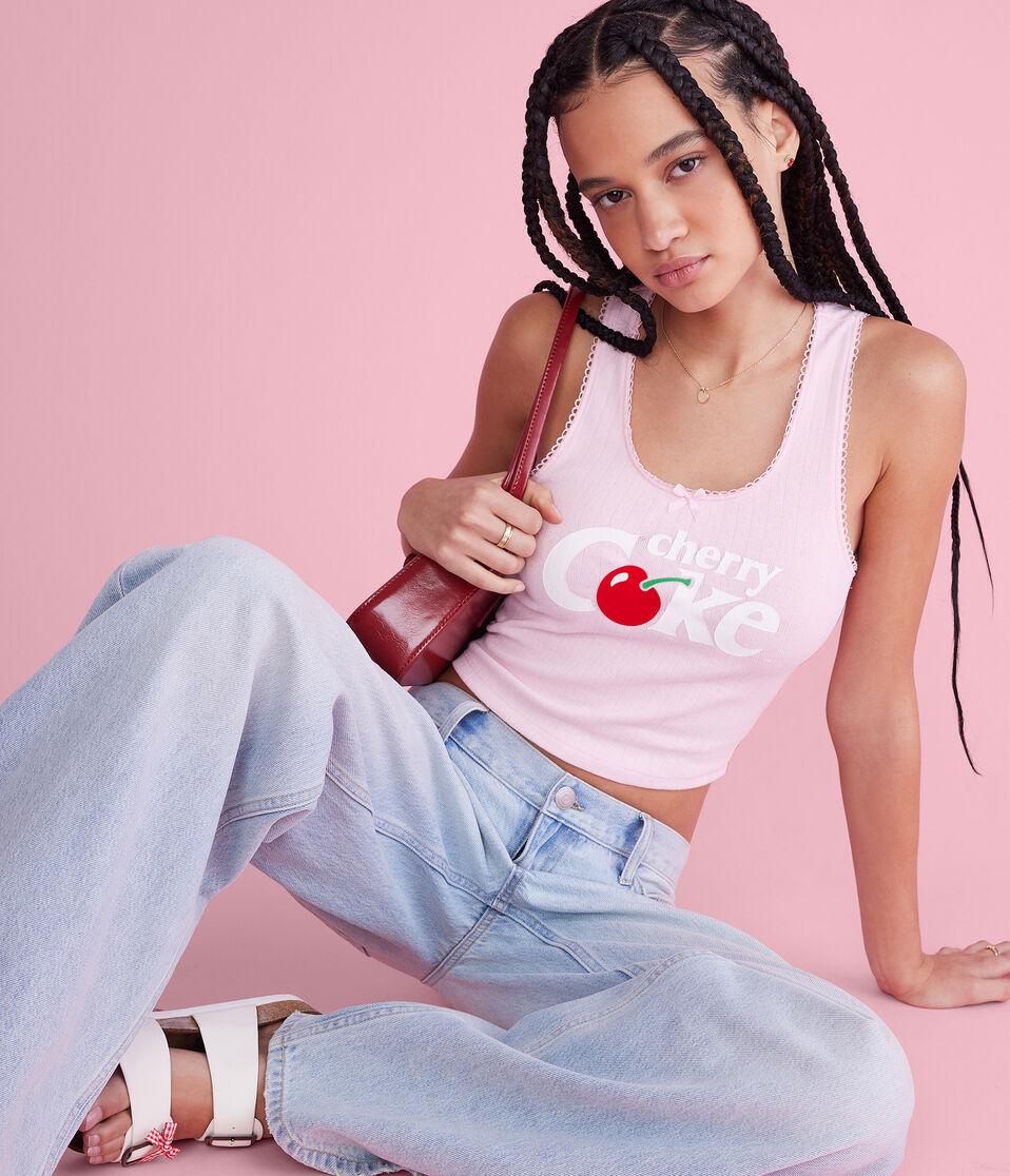 Aéropostale Cherry Coke Cropped Scoop-Neck Tank Peach Whip