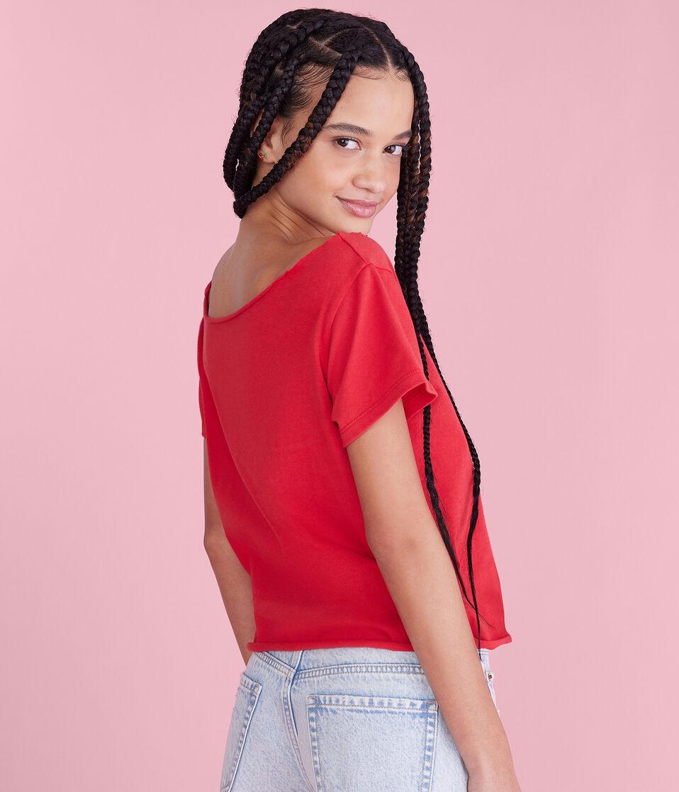Aéropostale Cherry Coke Off-The-Shoulder Graphic Tee Red