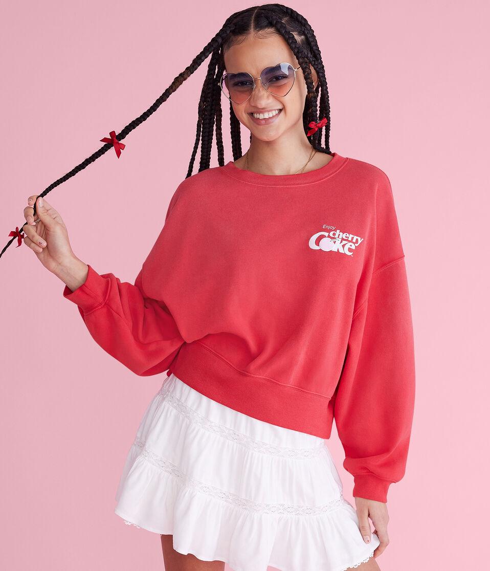 aéropostale Cherry Coke Oversized Crew Sweatshirt red